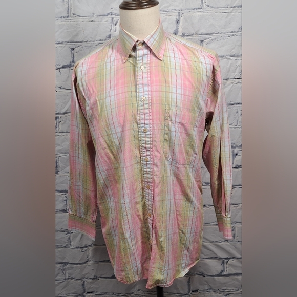 Burberry London Men's Button Down Shirt Check Vintage USA 90s Relaxed Fit Medium - Picture 2 of 16